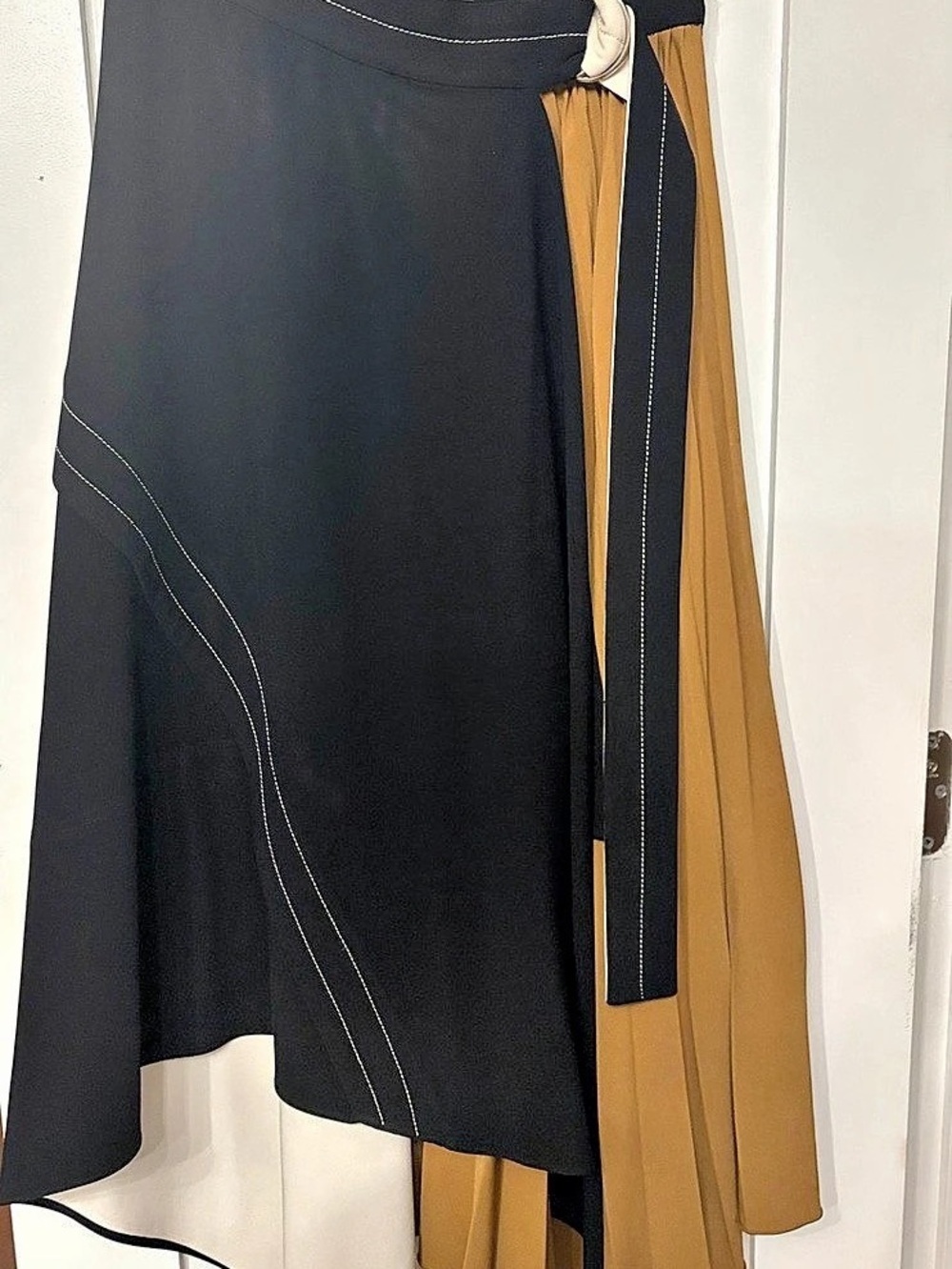 Proenza Schouler Color Block Asymmetrical wrap Midi Skirt Size 0 Like New